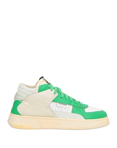 RUN OF Sneakers Green Leather, Rubber