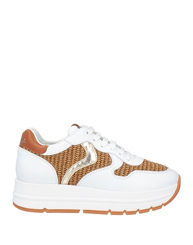 VOILE BLANCHE Sneakers White Calfskin, Natural raffia