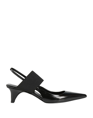 BRUNO FRISONI Pump Black Leather, Textile fibers