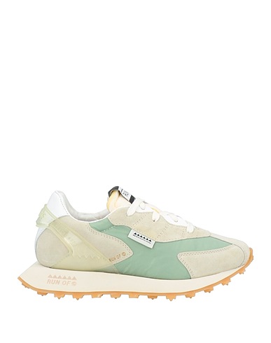 RUN OF Sneakers Light green Leather, Textile fibers