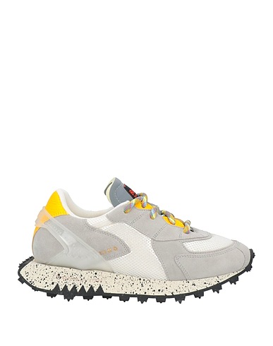 RUN OF Sneakers Grey Leather, Textile fibres