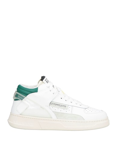 RUN OF Sneakers White Leather, Textile fibres