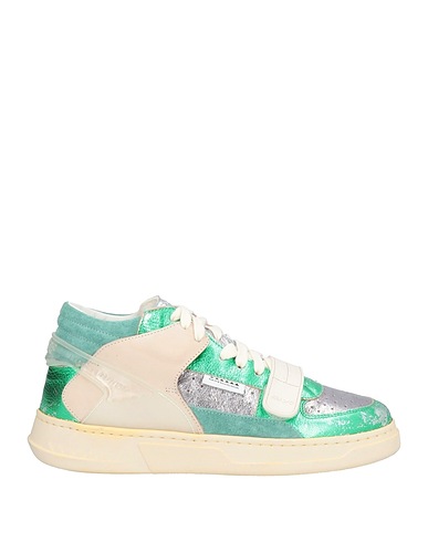 RUN OF Sneakers Green Leather, Rubber