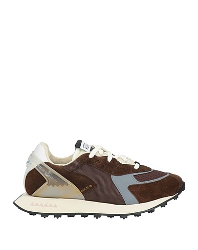 RUN OF Sneakers Testa di moro Pelle, Fibre tessili, Gomma