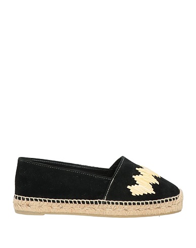 CASTAÑER Espadrilles Black Leather, Textile fibers
