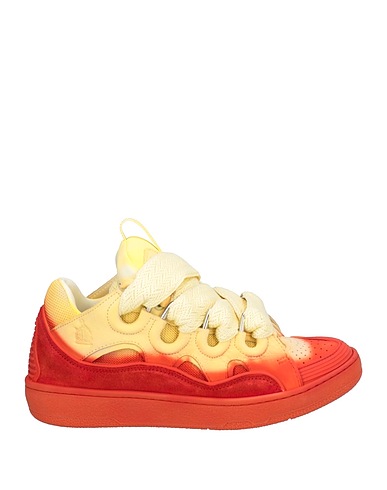 LANVIN Sneakers Brick red Leather, Textile fibres