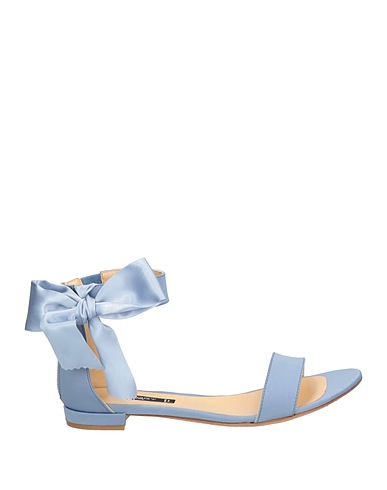 TWIGGY Sandals Pastel blue Leather, Textile fibers