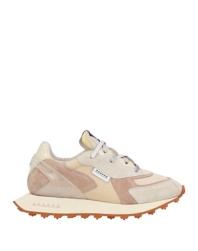 RUN OF Sneakers Beige Leather, Textile fibres