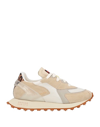 RUN OF Sneakers Beige Leather, Textile fibers