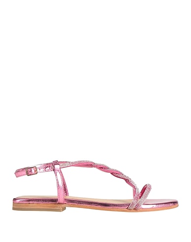 MOSAIC Sandals Fuchsia Leather, Textile fibres