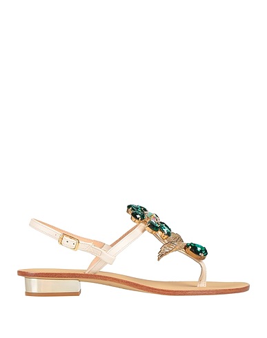 CAPRI BIJOUX Flip flops Cream Leather, Swarovski® Crystal