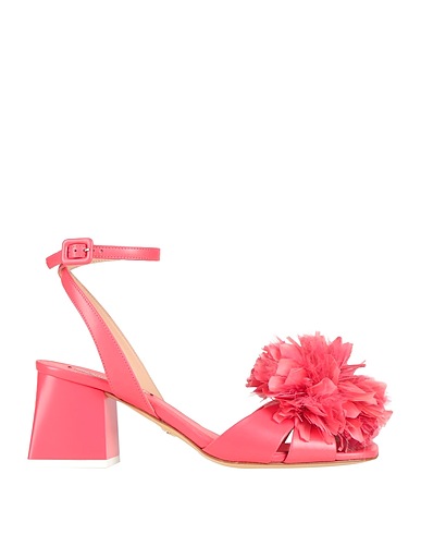 GIORGIO FABIANI Sandals Fuchsia Leather, Textile fibres, Feathers
