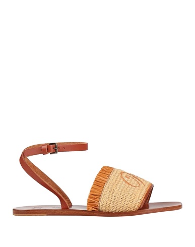 WEEKEND MAX MARA Sandals Sand Textile fibers, Leather