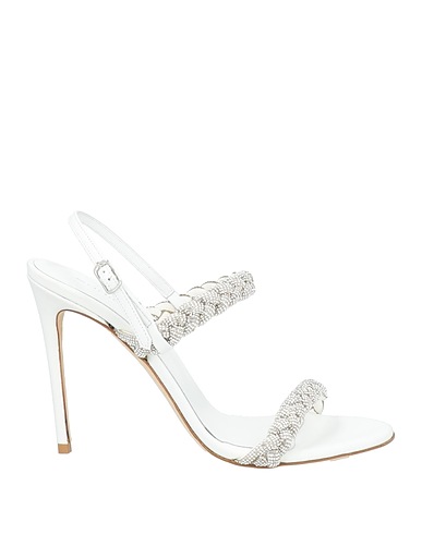 EDDICUOMO Sandali BIANCO Pelle di vitello, Fibre tessili