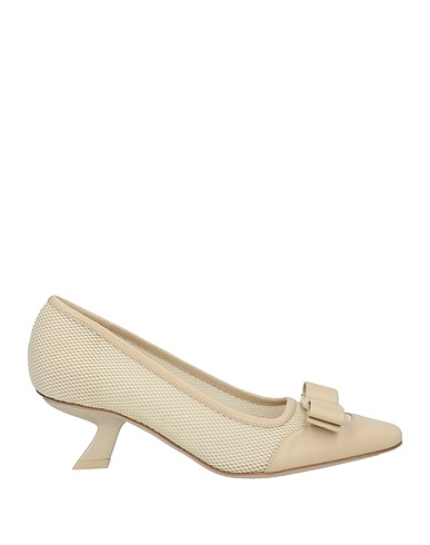 FERRAGAMO Court Taupe Leather, Textile fibres
