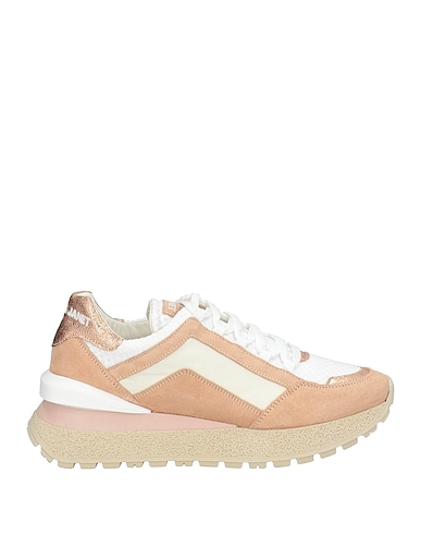 JANET & JANET Sneakers White Leather, Textile fibers