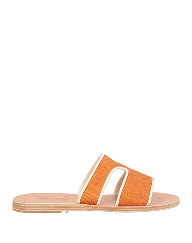 ANCIENT GREEK SANDALS Sandals Orange Leather, Natural raffia