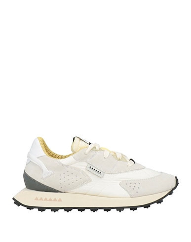 RUN OF Sneakers White Leather, Textile fibers