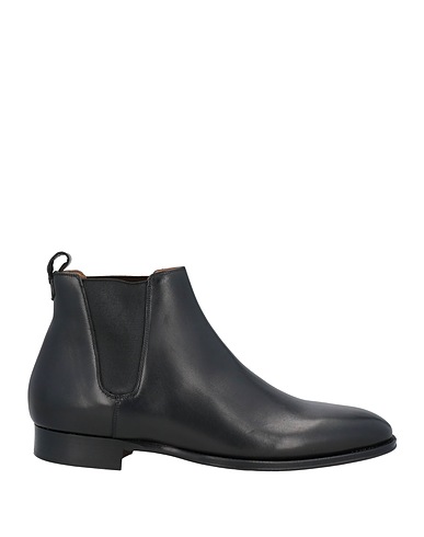 DUNHILL Ankle boot Black Leather, Elastic fibres