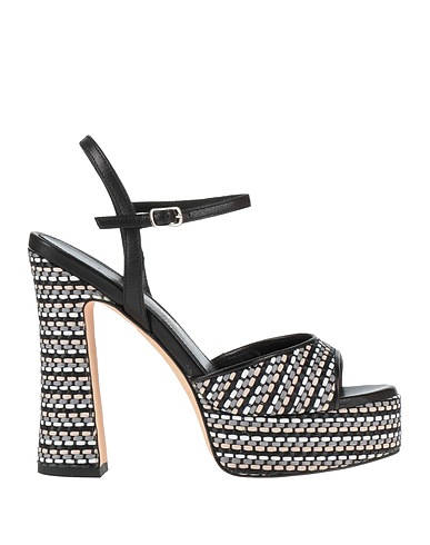 J.A.P. JOSE ANTONIO PEREIRA Sandals Black Natural raffia