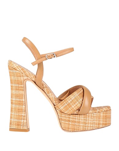 CASADEI Sandals Sand Natural raffia, Textile fibers