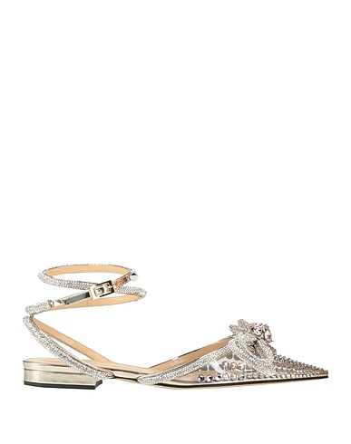 MACH & MACH Ballet flats Platinum Leather, Textile fibres