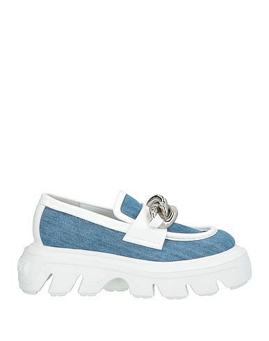 CASADEI Loafers Blue Textile fibers, Leather