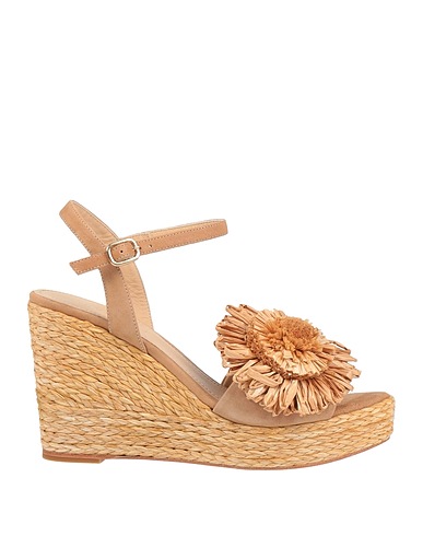 PALOMA BARCELÓ Sandals Beige Leather, Natural raffia