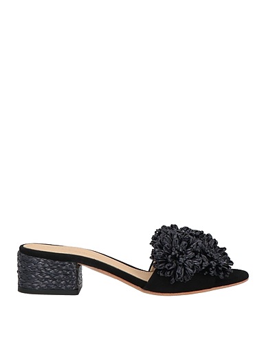 PALOMA BARCELÓ Sandals Black Kidskin, Natural raffia