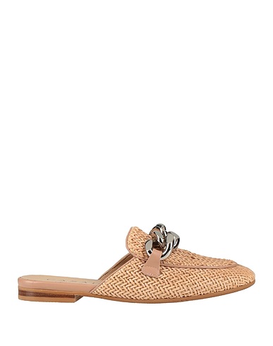 CASADEI Mules and clogs Beige Textile fibres