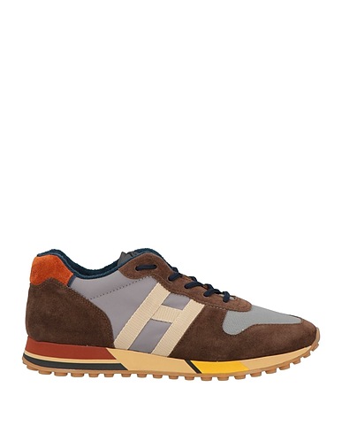 HOGAN Sneakers Braun Leder, Gewebefasern