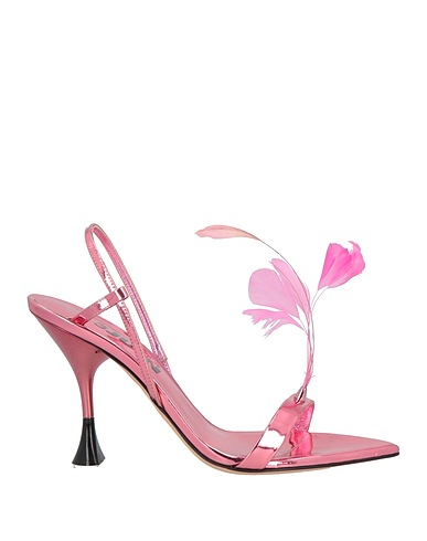3JUIN Sandals Fuchsia Leather, Feathers