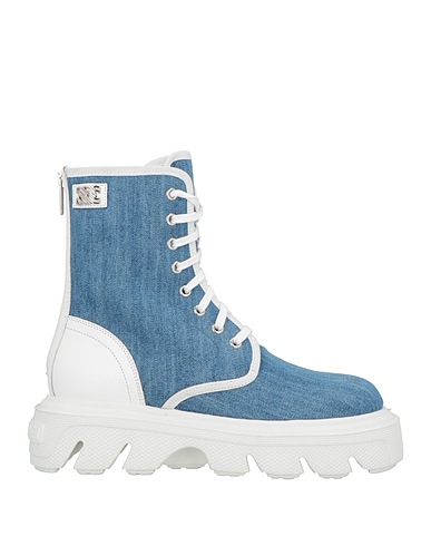 CASADEI Ankle boot Blue Elastic fibres, Leather