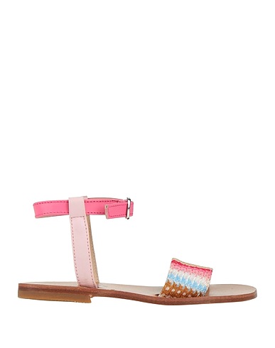 MISSONI KIDS Sandali Rosa chiaro Pelle, Fibre tessili