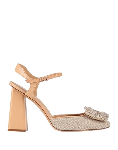 ROBERTO FESTA Pump Beige Leather, Textile fibers