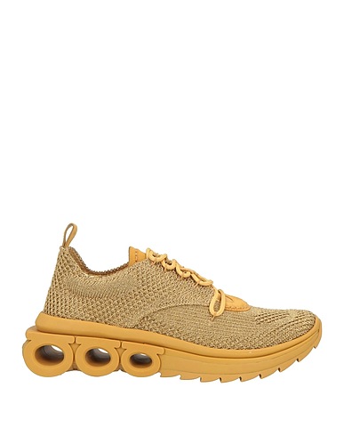 FERRAGAMO Sneakers Gold Textile fibres, Leather
