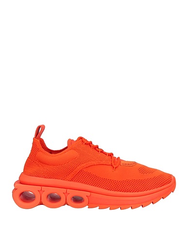 FERRAGAMO Sneakers Orange Textile fibers, Leather