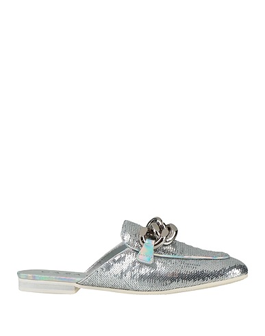 CASADEI Mules and clogs Silver Textile fibers