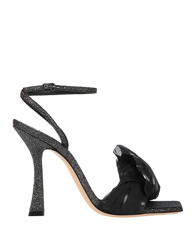 CASADEI Sandals Black Textile fibers, Leather