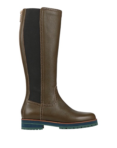 POLLINI Boots Military green Leather