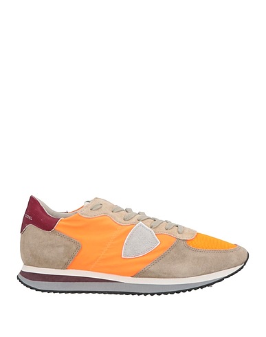 PHILIPPE MODEL Sneakers Orange Leather, Textile fibers