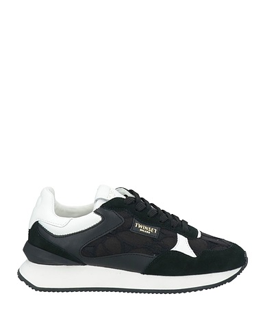 TWINSET Sneakers Black Leather, Textile fibres