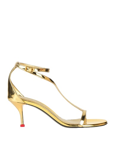 MCQUEEN Sandals Gold Textile fibres