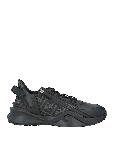 FENDI Sneakers Black Calfskin, Textile fibres