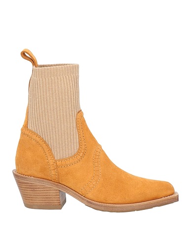 CHLOÉ Ankle boot Camel Leather, Textile fibers