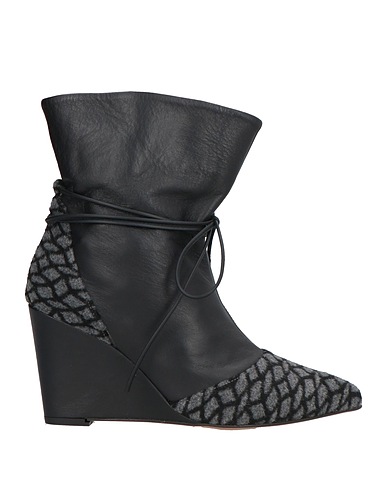 LAGÛM Ankle boot Black Leather, Textile fibers