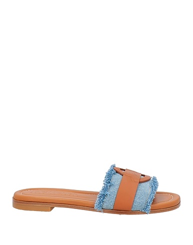 MONCLER Sandals Blue Textile fibers, Leather