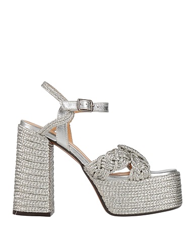 CASTAÑER Sandals Silver Textile fibres
