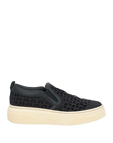 FERRAGAMO Sneakers Black Textile fibers, Leather