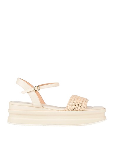 ANDREA & SILVIA per NINO ARMENISE Sandals Ivory Textile fibres, Leather